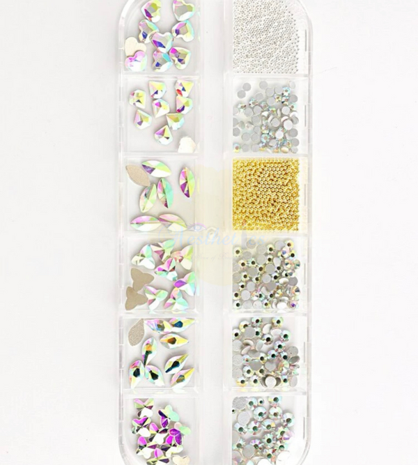 Holographic Rhinestones with Gold & Silver Balls