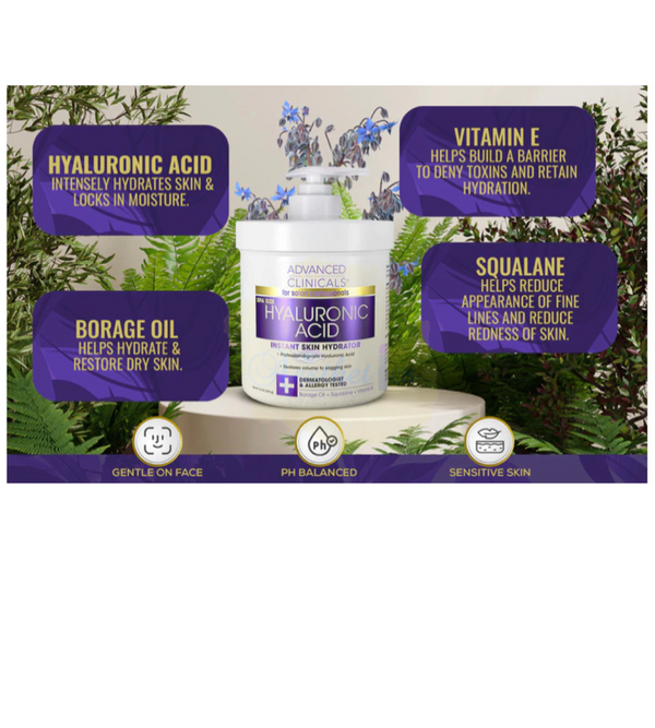 Advanced Clinicals Hyaluronic Acid Anti-Aging Face & Body Cream