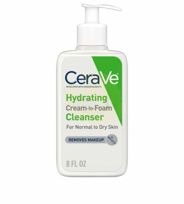 CeraVe Hydrating Cream-to-Foam Cleanser & Makeup Remover- 8oz