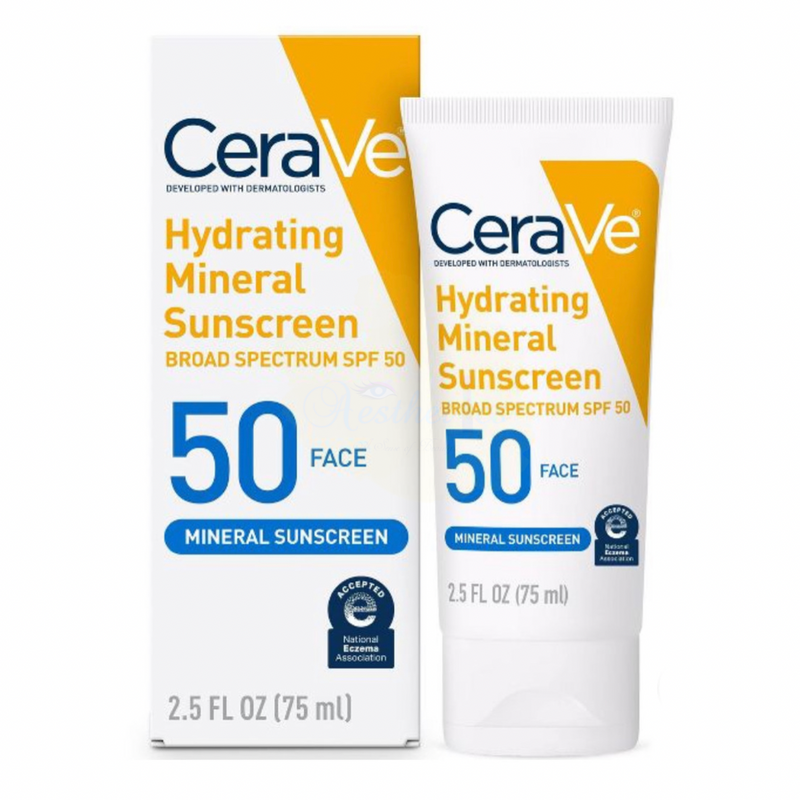 CeraVe Hydrating Mineral Face Sunscreen Lotion with Zinc Oxide – SPF 50